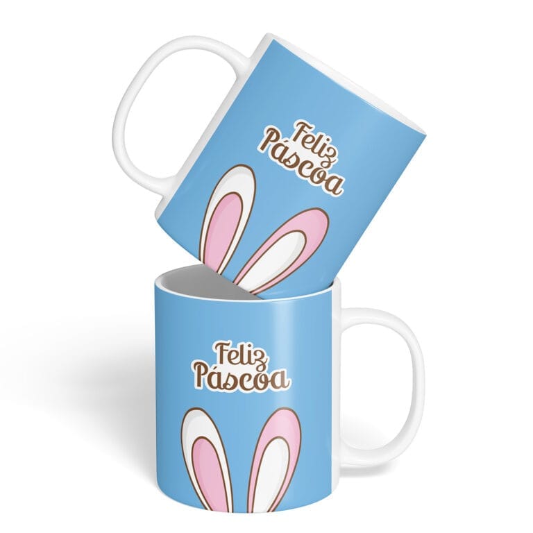 Caneca Cerâmica – Páscoa – Orelha do Coelho – Azul
