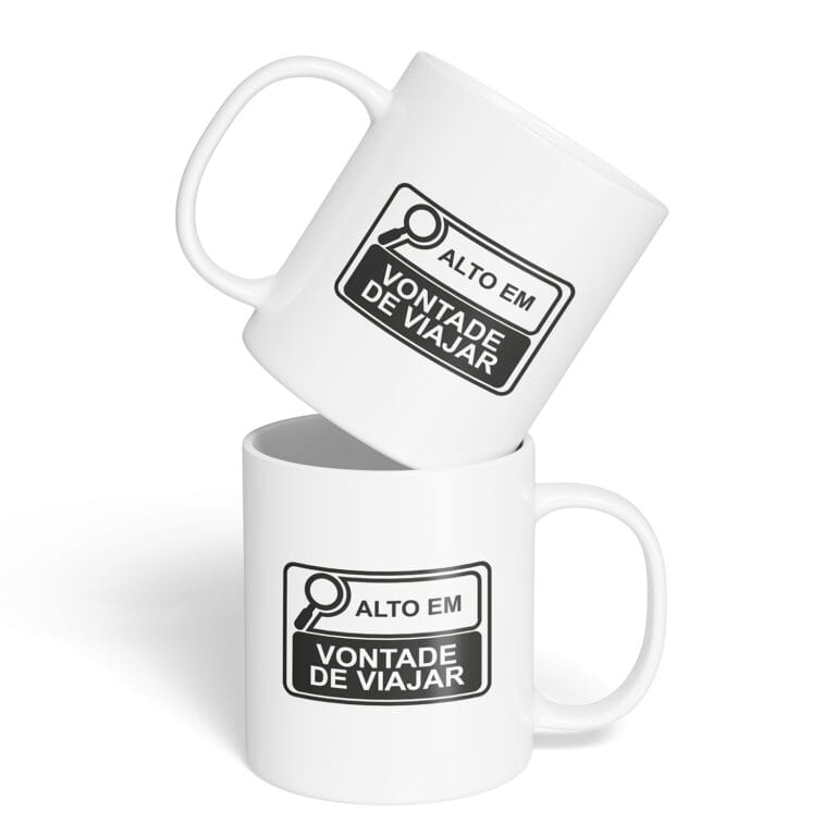 Caneca Cerâmica – Alto em Vontade de Viajar