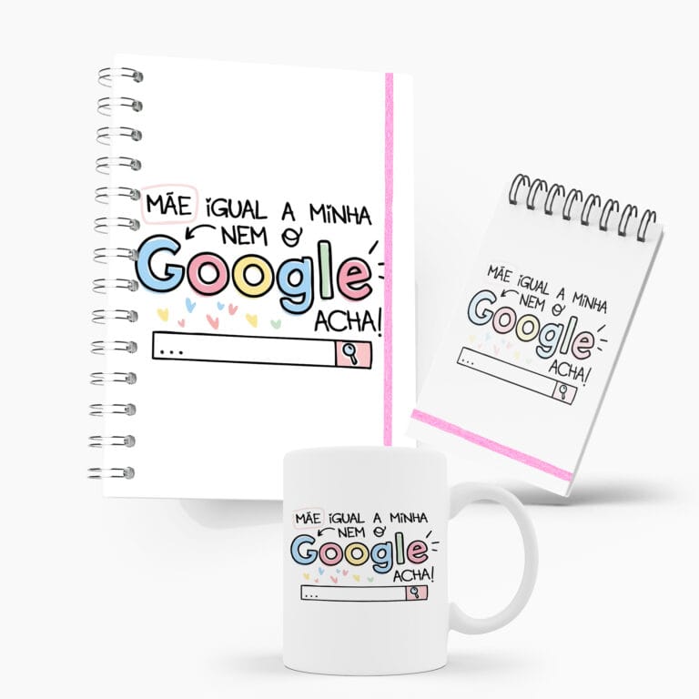Kit Caderno, Bloco e Caneca – Dia das Mães – Igual Não Acha