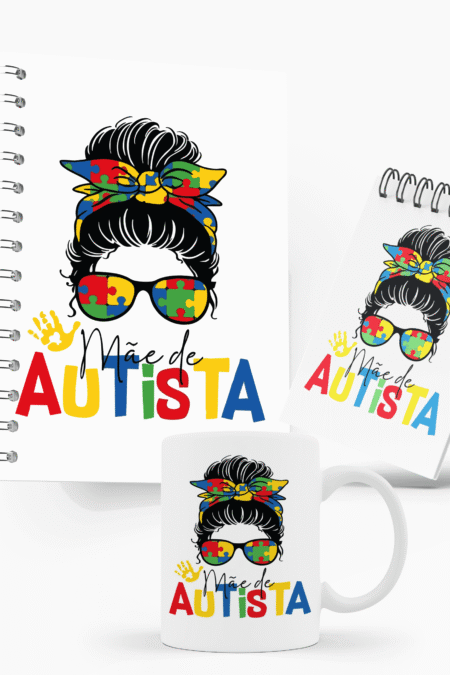 Kit Caderno, Bloco e Caneca - Dia das Mães - Mãe de Autista