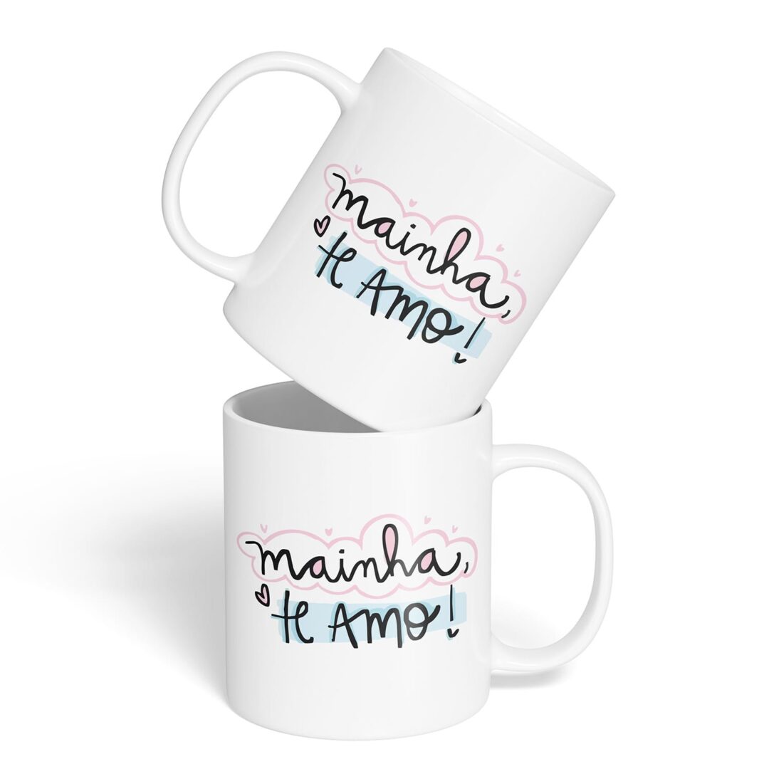 Kit Caderno, Bloco e Caneca - Dia das Mães - Mainha, Te Amo