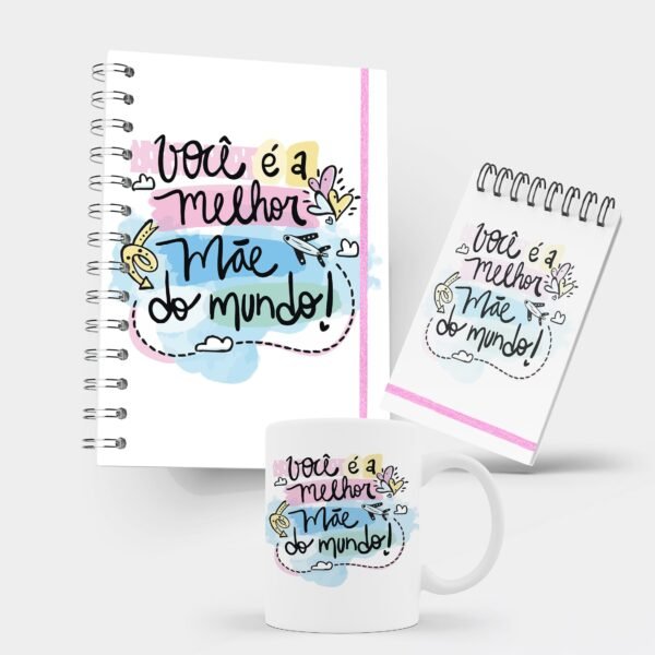 Kit Caderno, Bloco e Caneca - Dia das Mães - Melhor do Mundo