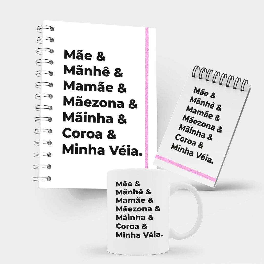 Kit Caderno, Bloco e Caneca - Dia das Mães - Nomes para Mães