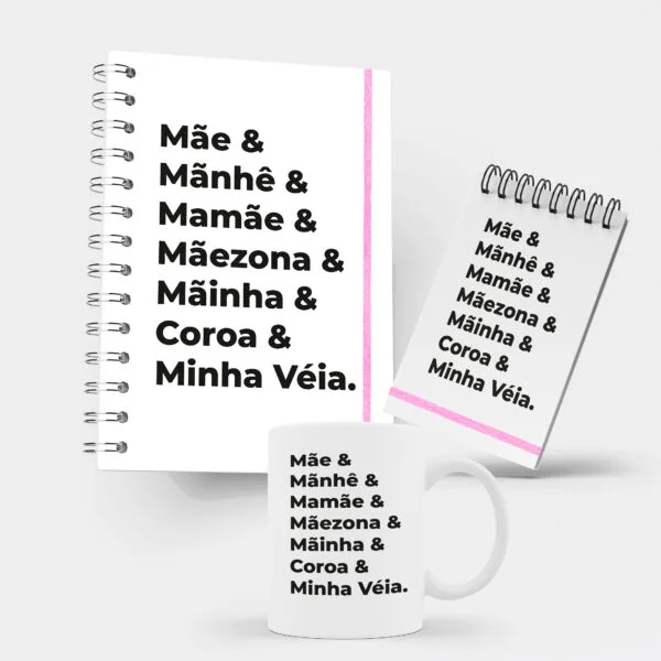Kit Caderno, Bloco e Caneca - Dia das Mães - Nomes para Mães