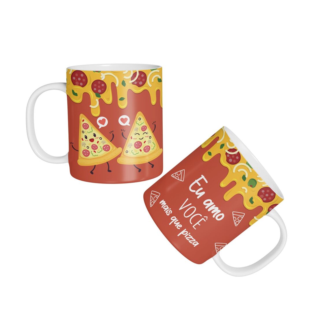 Caneca Cerâmica - Namorados - Amo Mais Que Pizza