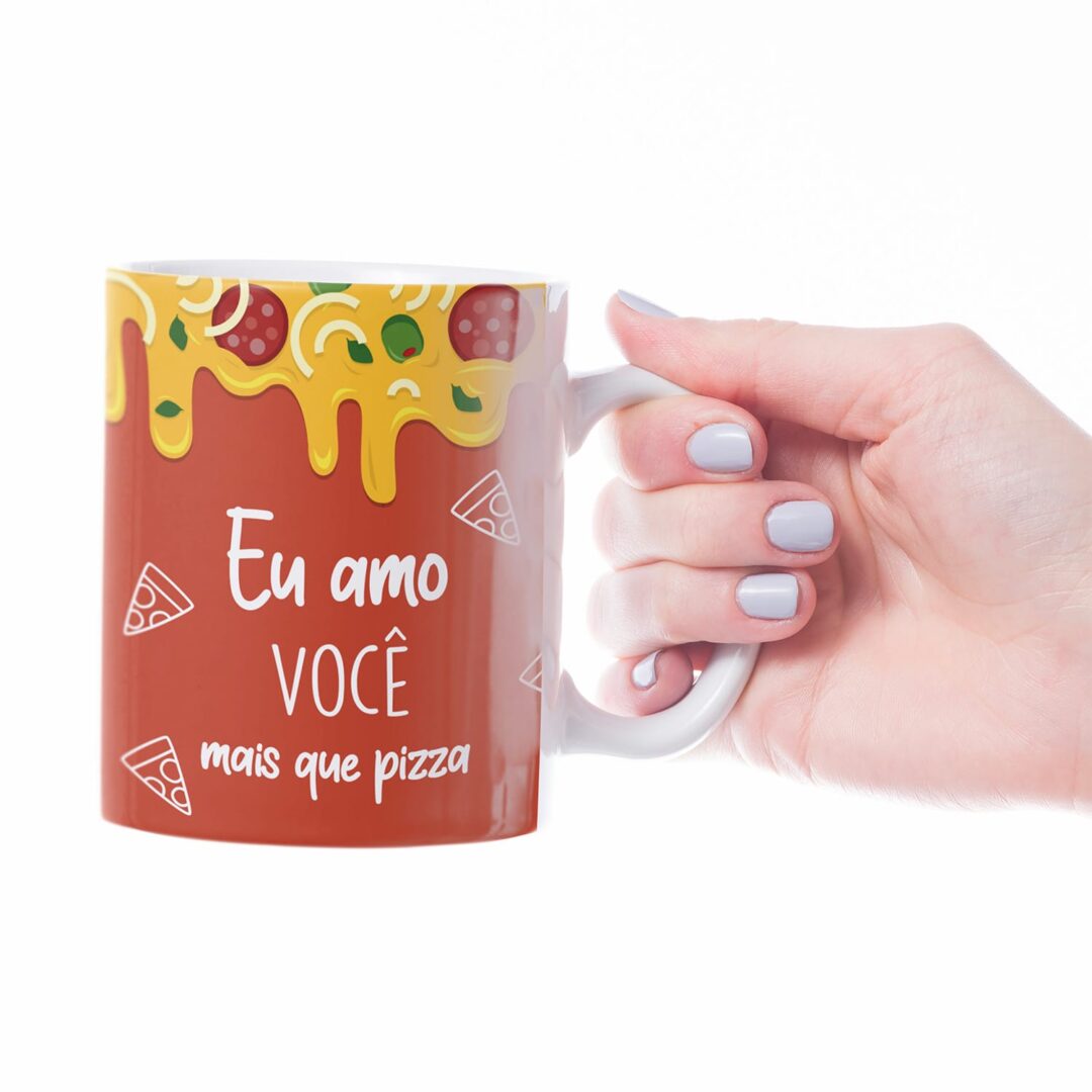 Caneca Cerâmica - Namorados - Amo Mais Que Pizza