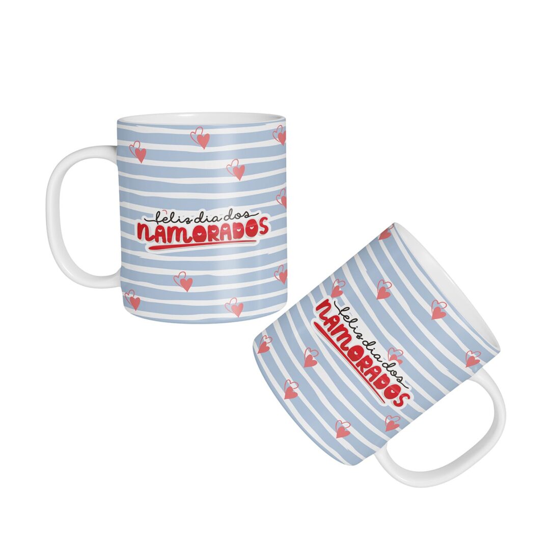 Caneca Cerâmica - Namorados - Feliz Dia dos Namorados - Azul
