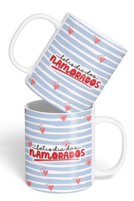 Caneca Cerâmica - Namorados - Feliz Dia dos Namorados - Azul