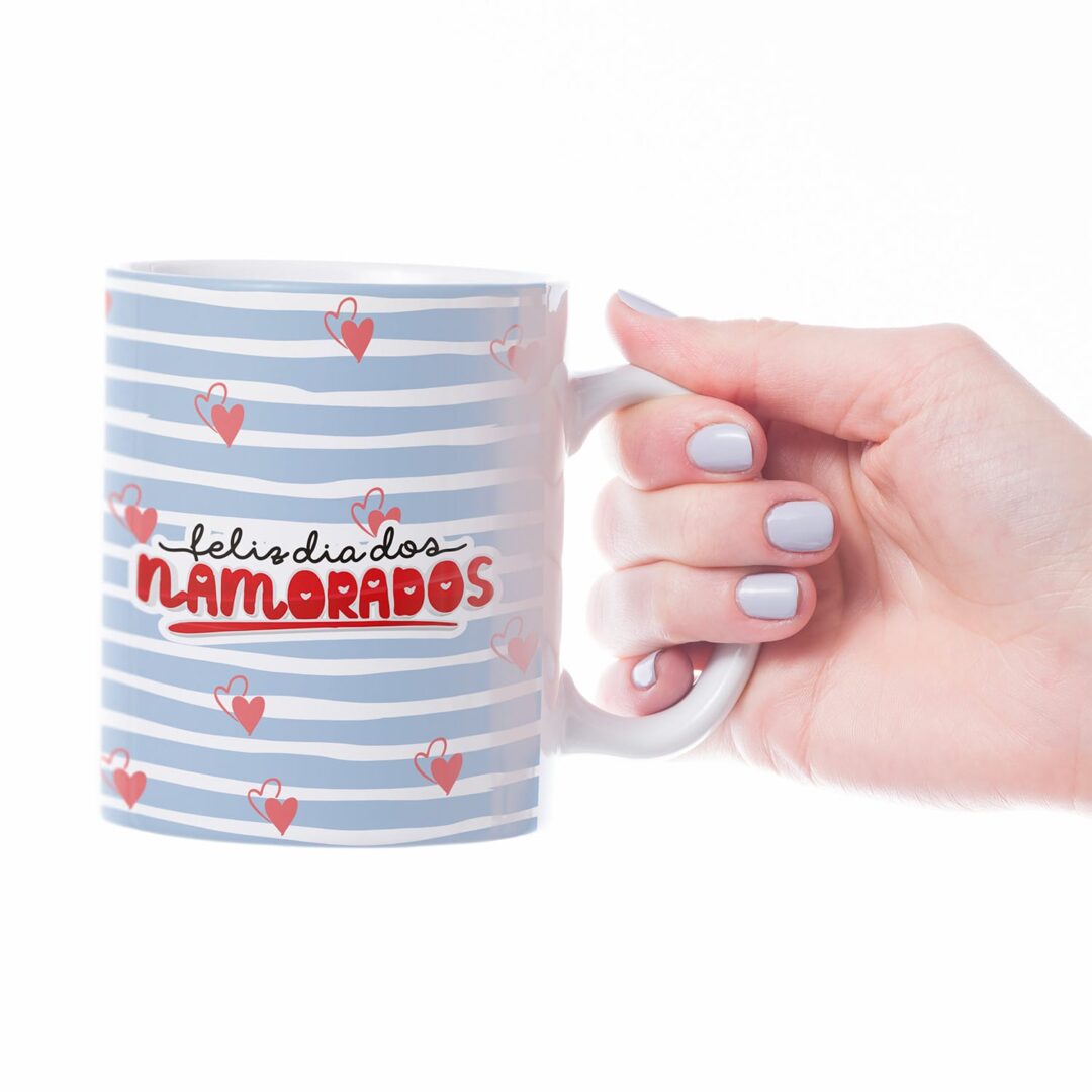 Caneca Cerâmica - Namorados - Feliz Dia dos Namorados - Azul