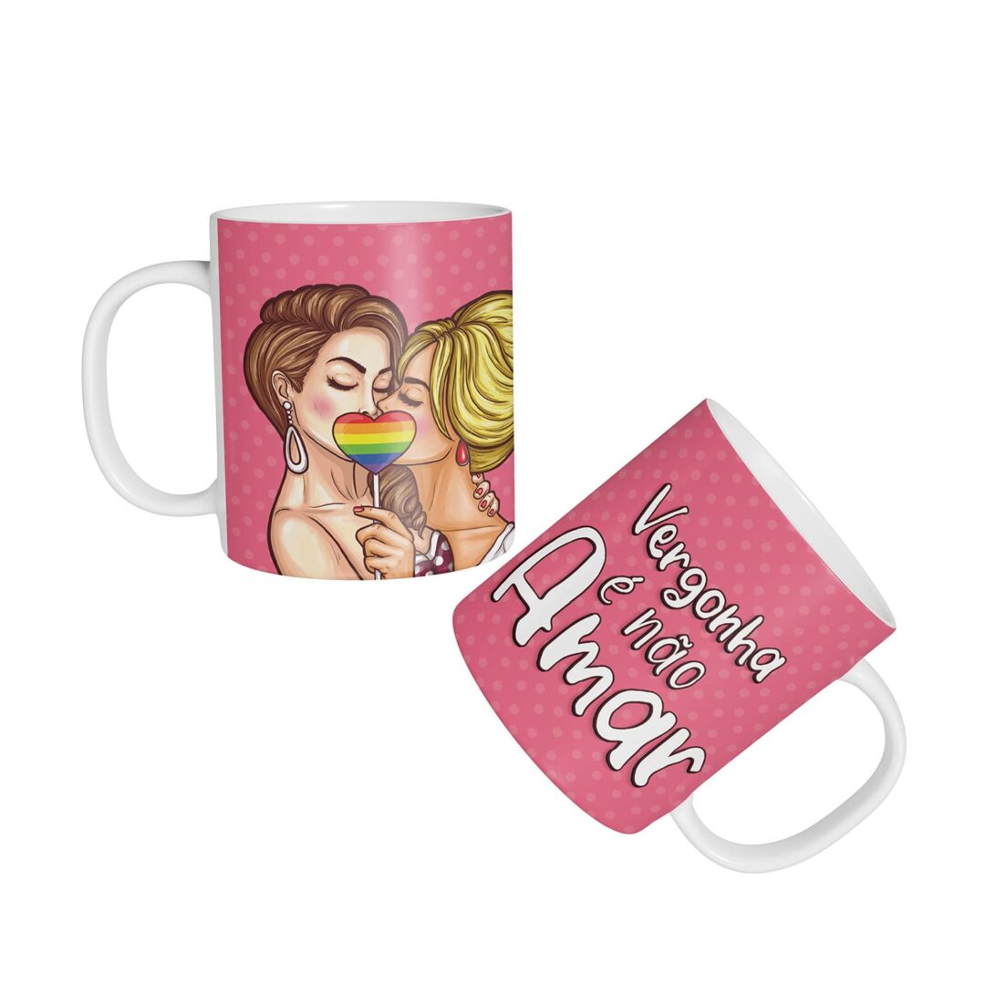 Caneca Cerâmica - Namorados - LGBTQ - Vergonha é Não Amar