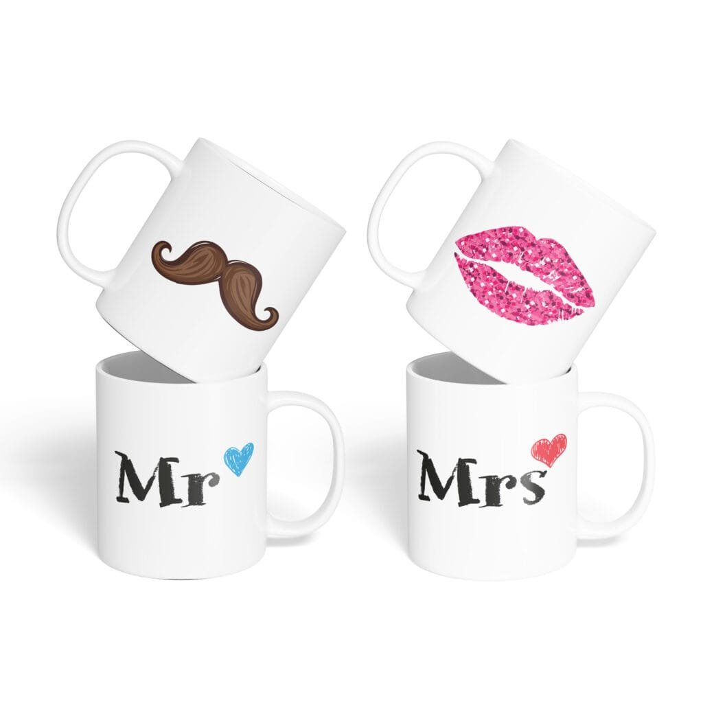 Caneca Cerâmica - Namorados - Mr e Mrs - 2 Unidades