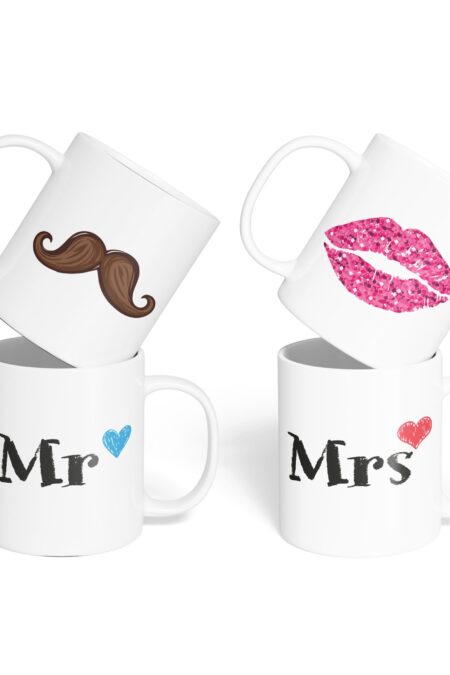 Caneca Cerâmica - Namorados - Mr e Mrs - 2 Unidades