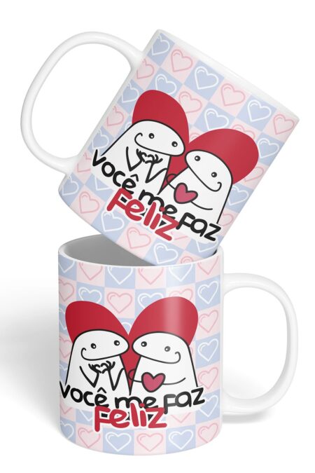 Caneca Cerâmica - Namorados - Flork - Você Me Faz Feliz