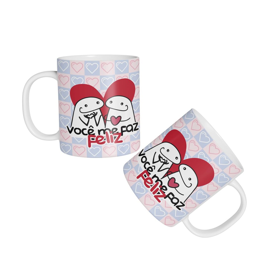 Caneca Cerâmica - Namorados - Flork - Você Me Faz Feliz