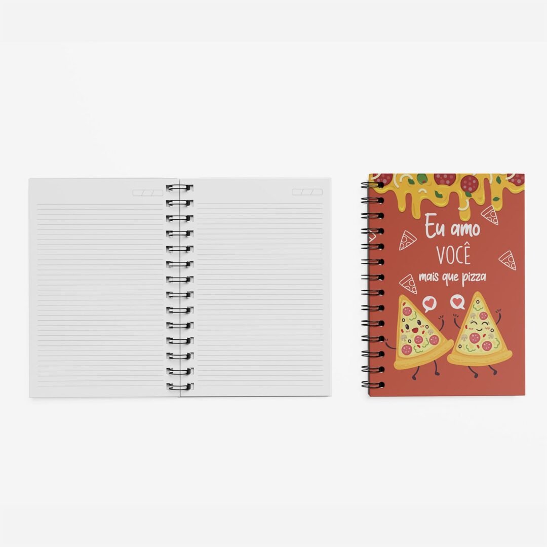 Caderno Grande 19x27cm - Namorados - Amo Mais Que Pizza