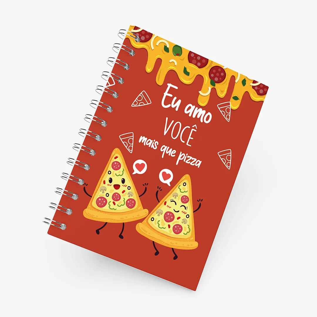 Caderno Grande 19x27cm - Namorados - Amo Mais Que Pizza