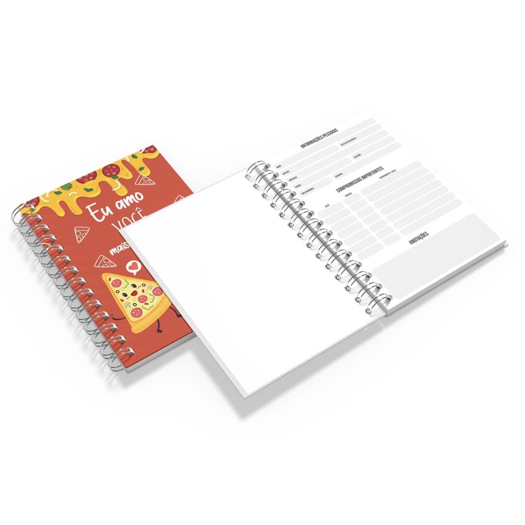 Caderno Grande 19x27cm - Namorados - Amo Mais Que Pizza