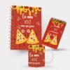 Kit Caderno, Bloco e Caneca - Namorados - Amo Mais Que Pizza