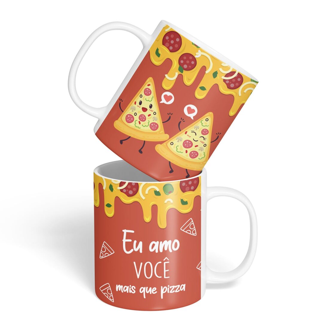 Kit Caderno, Bloco e Caneca - Namorados - Amo Mais Que Pizza
