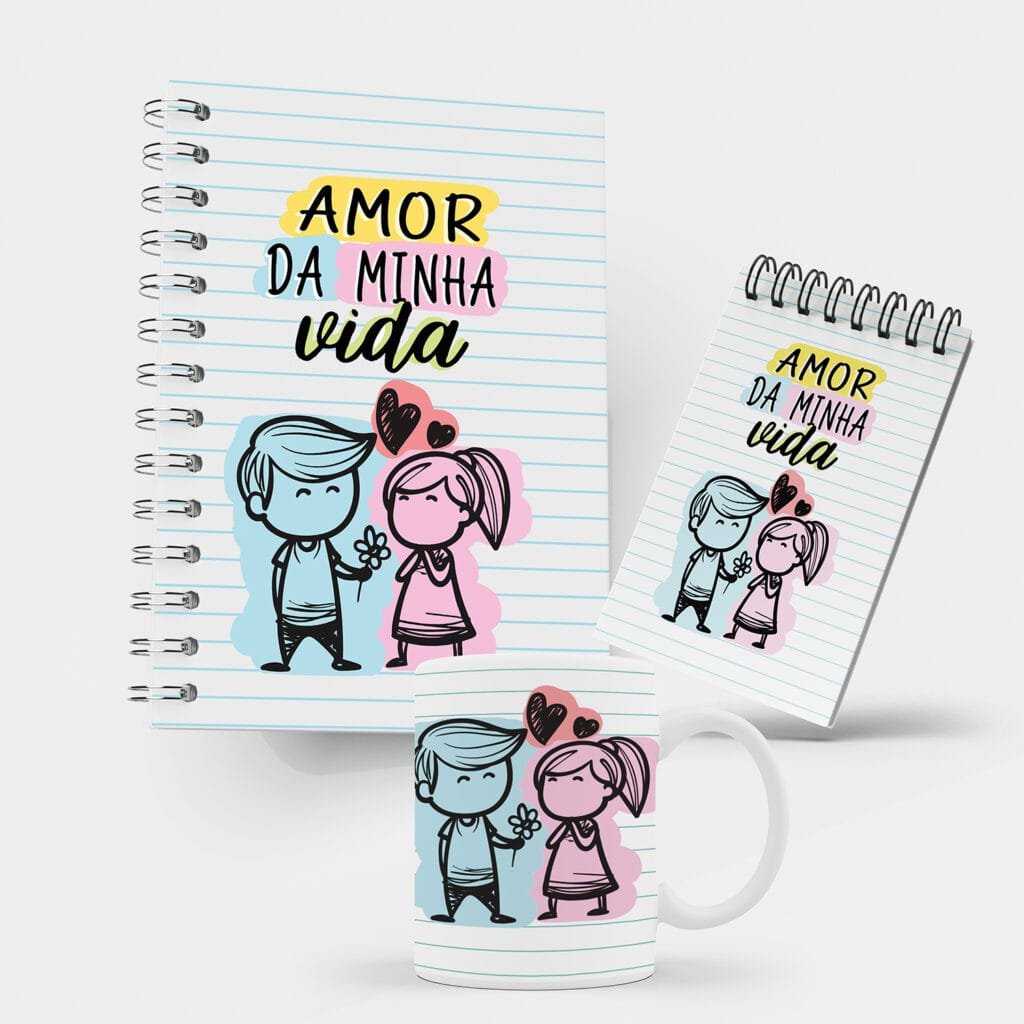 Kit Caderno, Bloco e Caneca - Namorados - Amor da Minha Vida
