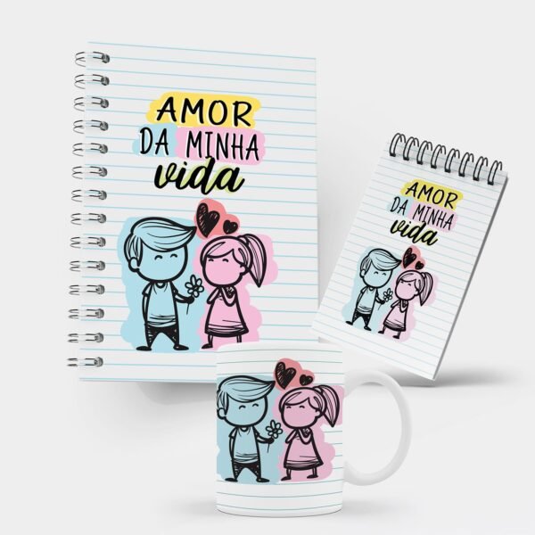 Kit Caderno, Bloco e Caneca - Namorados - Amor da Minha Vida