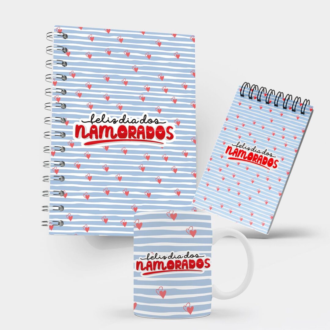 Kit Caderno, Bloco e Caneca - Namorados - Dia dos Namorados
