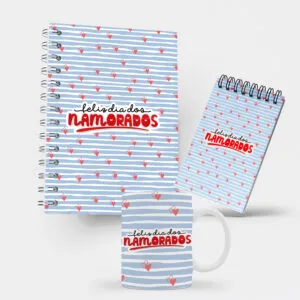 Kit Caderno, Bloco e Caneca - Namorados - Dia dos Namorados
