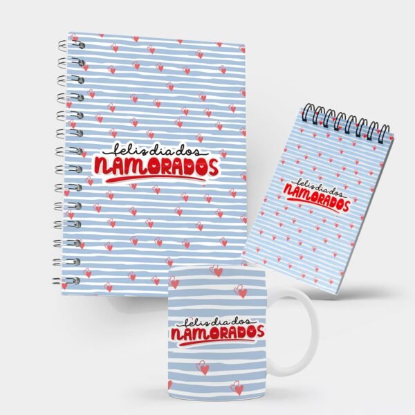 Kit Caderno, Bloco e Caneca - Namorados - Dia dos Namorados