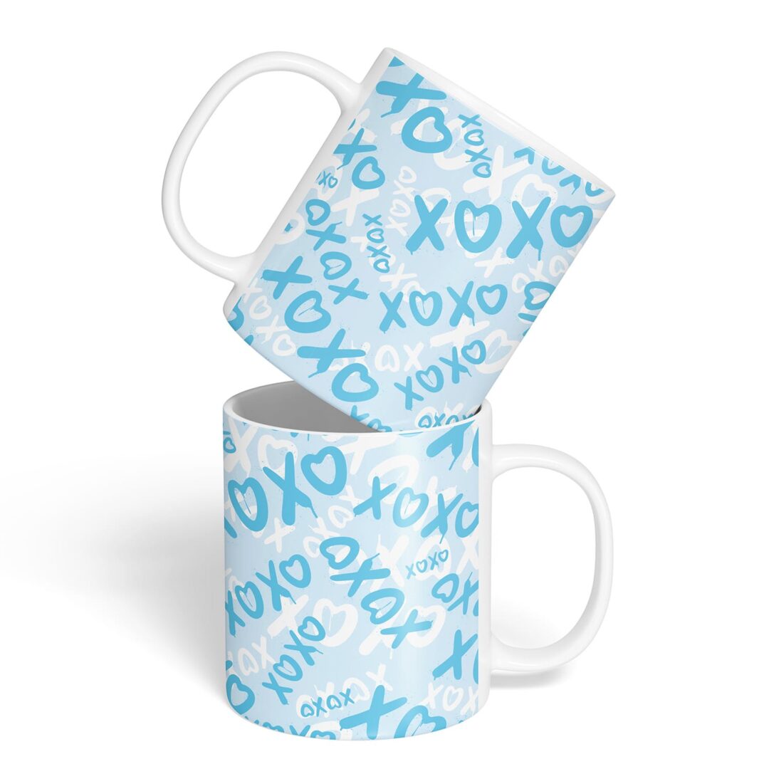 Kit Caderno, Bloco e Caneca - Namorados - XOXO - Azul