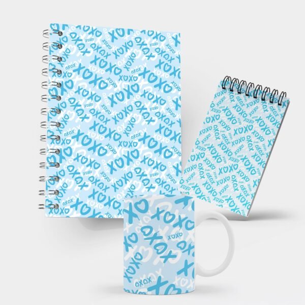 Kit Caderno, Bloco e Caneca - Namorados - XOXO - Azul