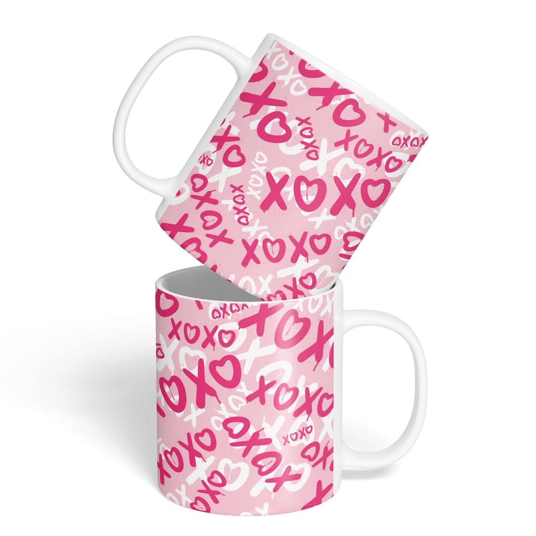 Kit Caderno, Bloco e Caneca - Namorados - XOXO - Rosa