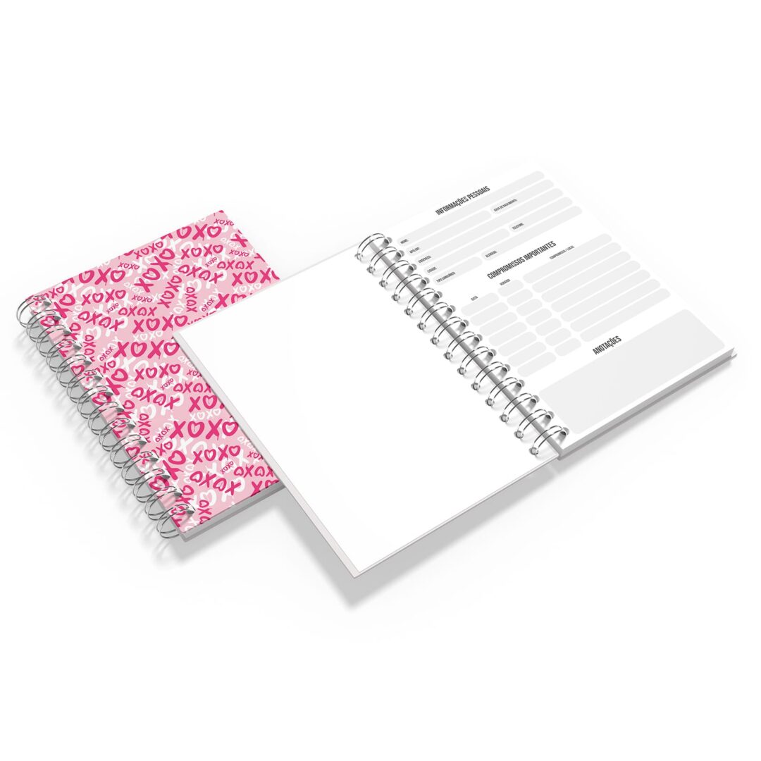 Kit Caderno, Bloco e Caneca - Namorados - XOXO - Rosa