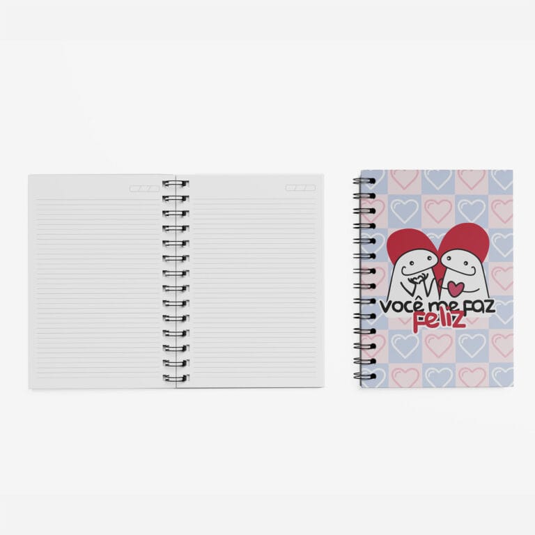 Caderno Grande 19x27cm – Amor – Flork – Você Me Faz Feliz