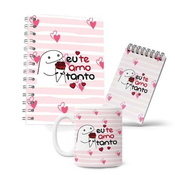 Kit Caderno, Bloco e Caneca - Amor - Flork - Eu Te Amo Tanto