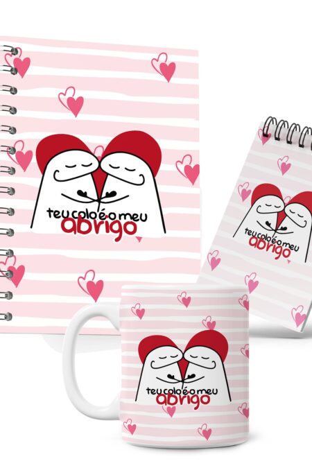 Kit Caderno, Bloco e Caneca - Amor - Flork - Meu Abrigo