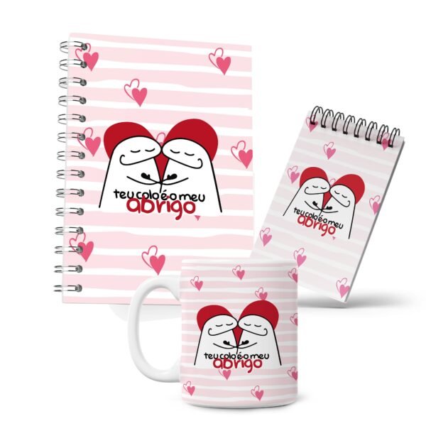 Kit Caderno, Bloco e Caneca - Amor - Flork - Meu Abrigo