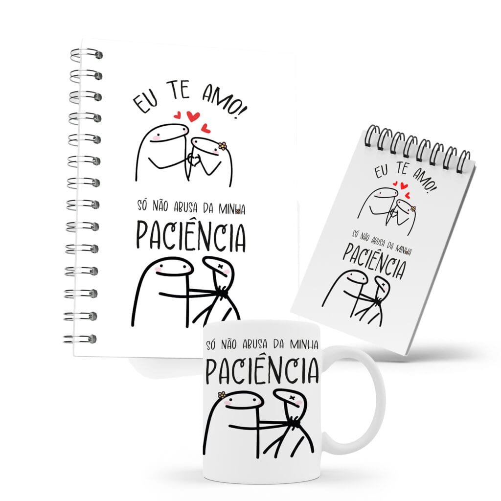 Kit Caderno, Bloco e Caneca - Amor - Flork - Não Abusa