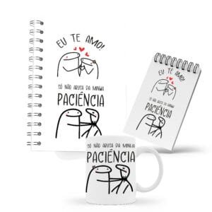 Kit Caderno, Bloco e Caneca - Amor - Flork - Não Abusa