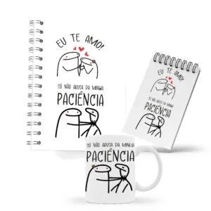 Kit Caderno, Bloco e Caneca - Amor - Flork - Não Abusa