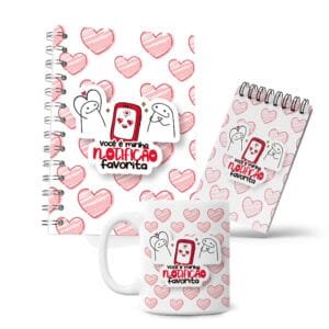 Kit Caderno, Bloco e Caneca - Amor - Flork - Notificação