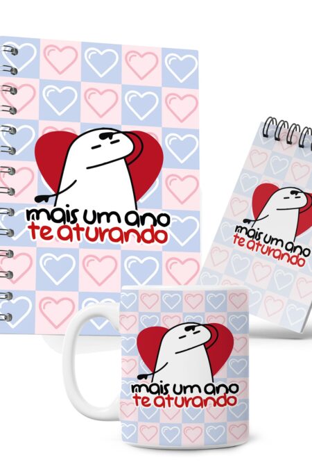 Kit Caderno, Bloco e Caneca - Amor - Flork - Te Aturando