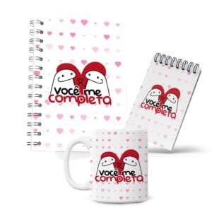 Kit Caderno, Bloco e Caneca - Amor - Flork - Me Completa