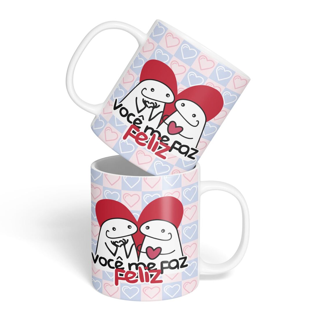 Kit Caderno, Bloco e Caneca - Amor - Flork - Me Faz Feliz