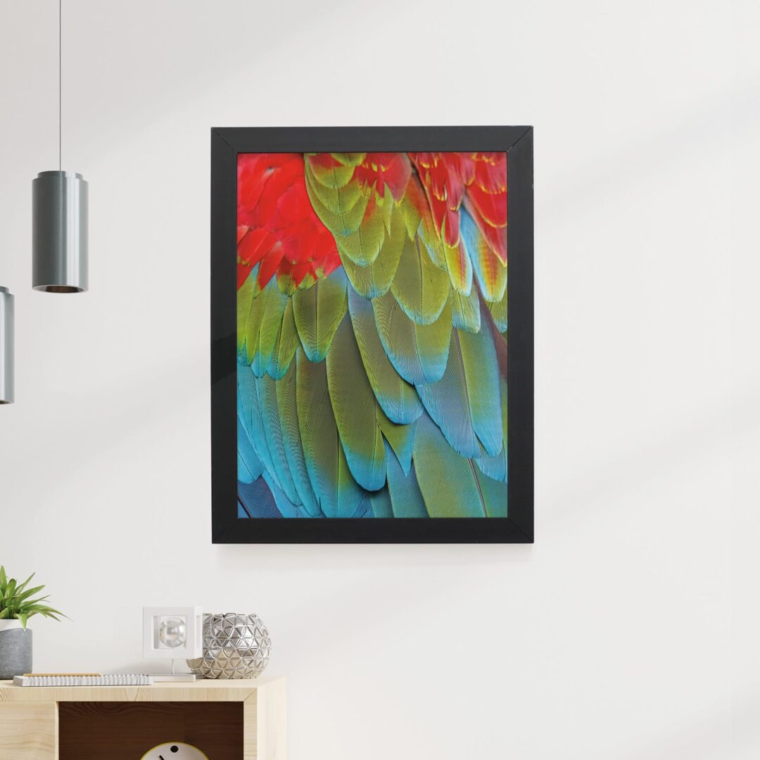 Quadro Decorativo 30x42cm - Textura Animal - Arara Vermelha
