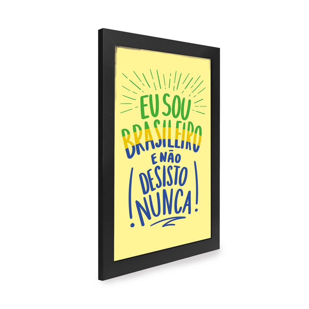Quadro Decorativo 30x42cm - Não Desisto Nunca - Amarelo