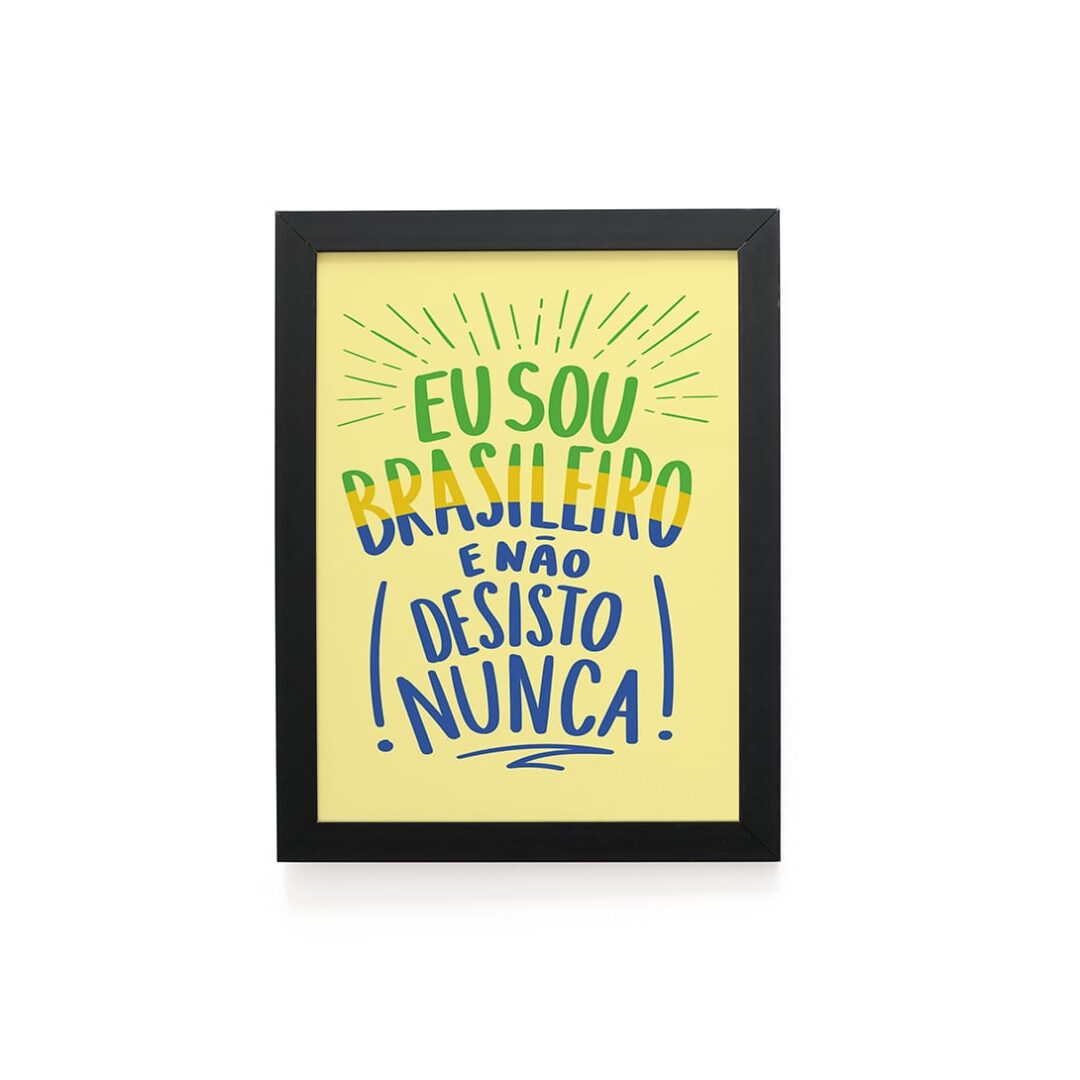 Quadro Decorativo 30x42cm - Não Desisto Nunca - Amarelo