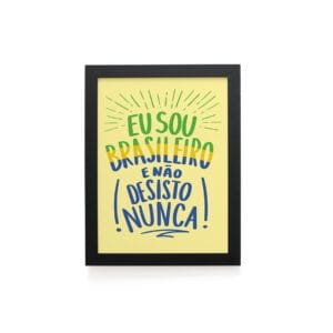 Quadro Decorativo 30x42cm - Não Desisto Nunca - Amarelo