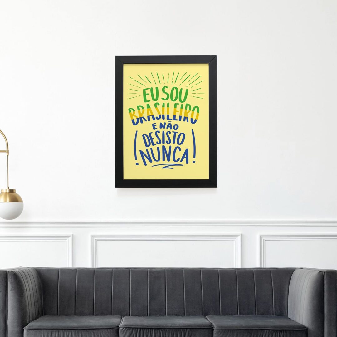 Quadro Decorativo 30x42cm - Não Desisto Nunca - Amarelo