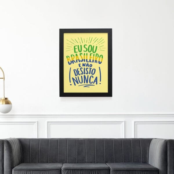 Quadro Decorativo 30x42cm - Não Desisto Nunca - Amarelo - Imagem 3