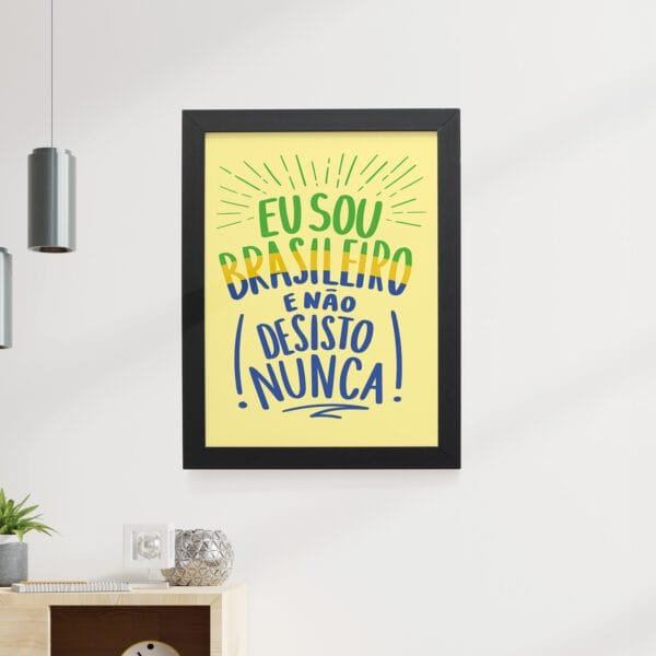 Quadro Decorativo 30x42cm - Não Desisto Nunca - Amarelo - Imagem 4